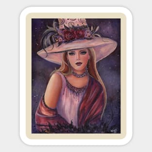 Halloween Victorian witch art by Renee Lavoie Sticker